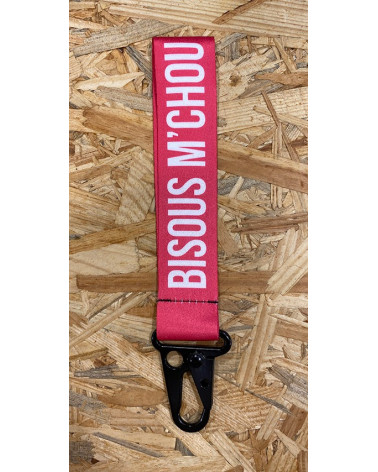Porte-clé Lanière - Bisous M'Chou Rose